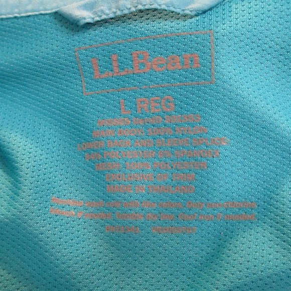 L L Bean Aqua Blue Thumb Hole Long Sleeve Reflective Accents Windbreaker Size L - Picture 2 of 14